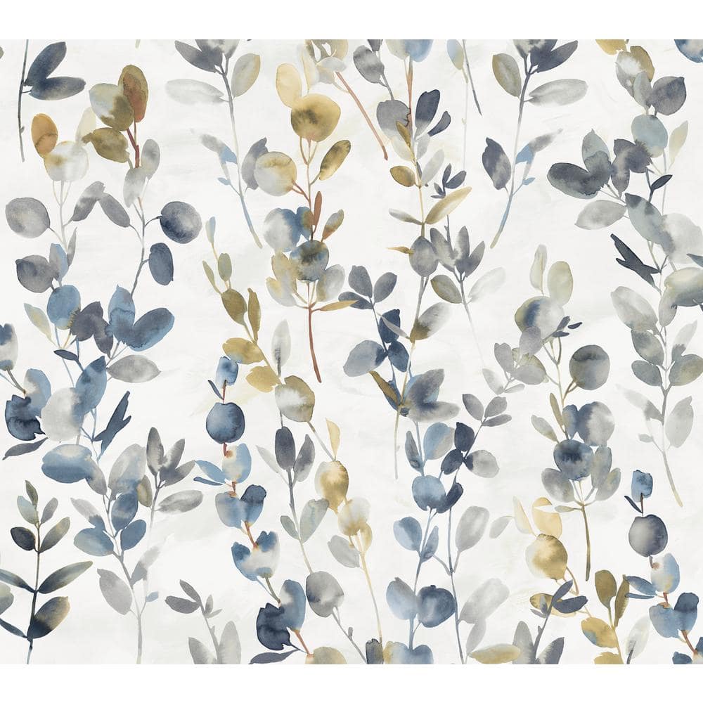 Navy Eucalyptus Nonwoven Removable Washable Wallpaper Roll
