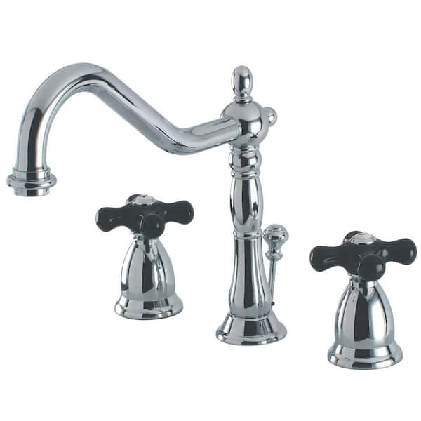 Kingston Brass Duchess 2-Handle 8 in. Widespread Bathroom Faucets with Brass Pop-Up in Polished Chrome