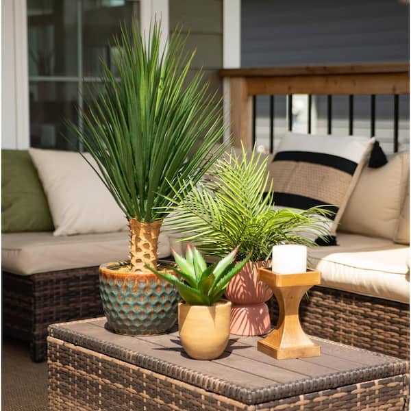 SULLIVANS 8.25 in. and 11.25 in. Brown Sleek Geometric Candle Holders (Set of 2)