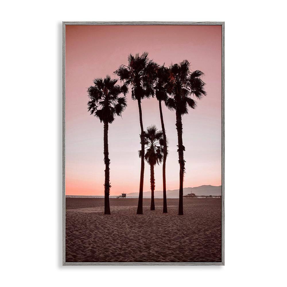 Stanta Monica Palms Pink by Natalie Carpentieri 1 Piece Gray Framed Nature Giclee Art Print 18 in. x 12 in. price history on PriceWatchPro