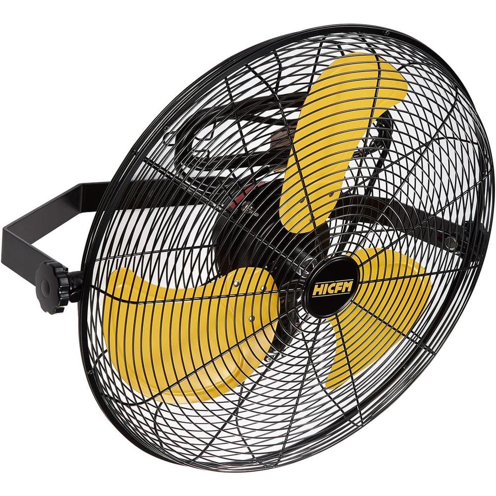 18 in. High Velocity Wall Mounted Fan in Yellow with 3 Speeds, 1/6 HP Premi
