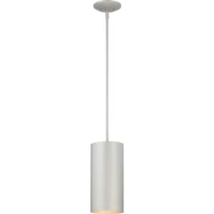Mini 1-Light Silver Gray Aluminum Integrated LED Indoor/Outdoor Cylinder Pendant Light