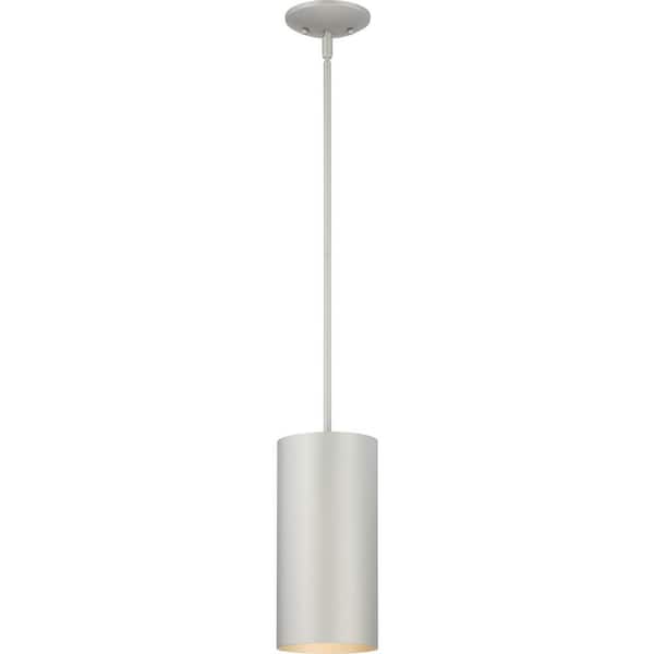Volume Lighting Mini 1-Light Silver Gray Aluminum Integrated LED Indoor/Outdoor Cylinder Pendant Light