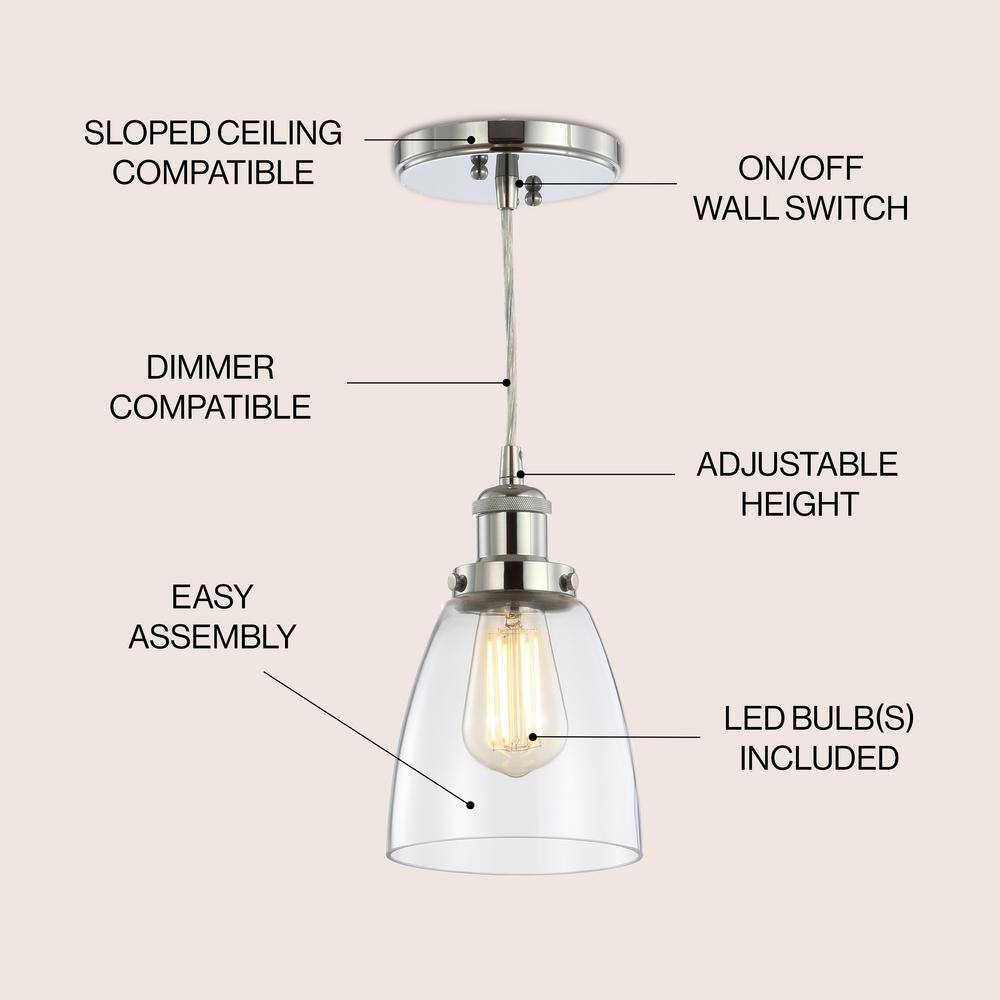 Cleo 5.5" Chrome Glass LED Adjustable Pendant Light