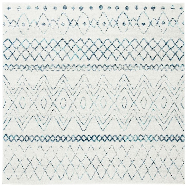 Madison Ivory/Navy 4 ft. x 4 ft. Square Area Rug