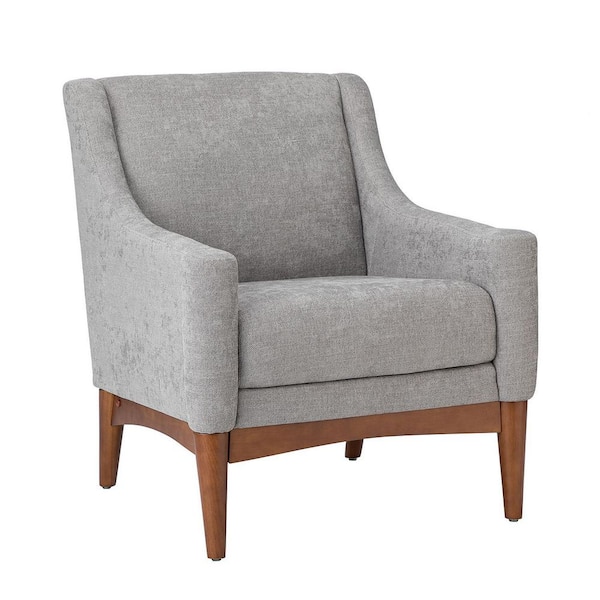 JAYDEN CREATION Gerald 30 in. Gray Polyester Arm Chair with Solid Wooden Legs