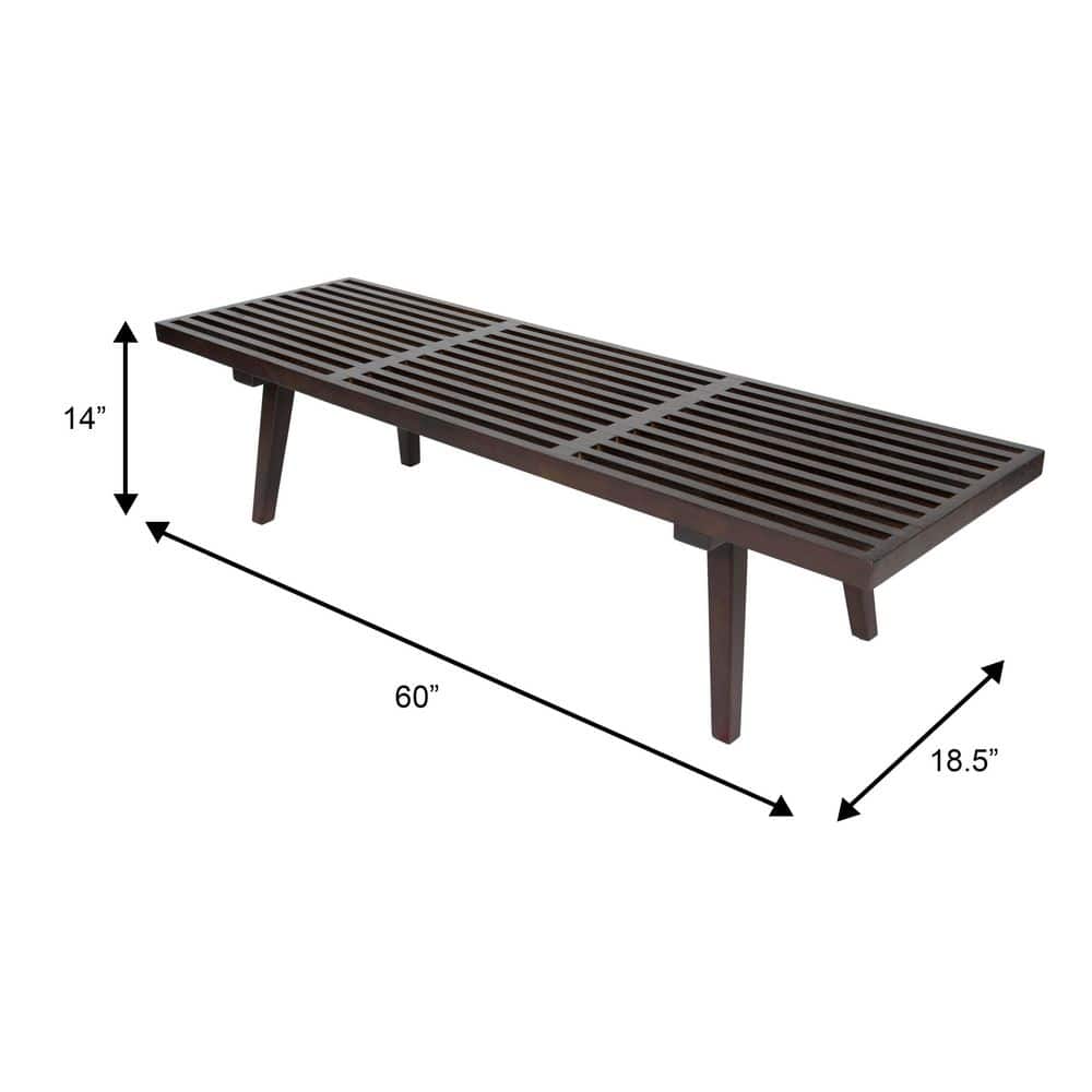 Mid-Century Dark Walnut Inwood 5' Platform Bench