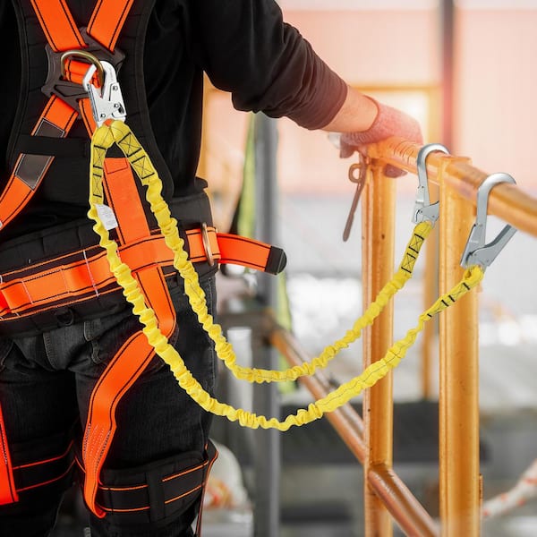 38 mm Safety Lanyard, 6 ft., 1.83 m, Fall Protection Lanyard with 2 Alloy Steel Snap Hooks, Retractable Safety Belt