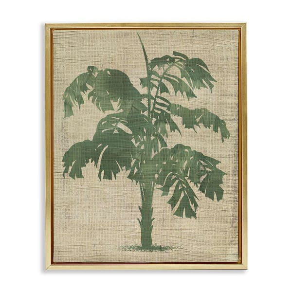 Stupell Industries Vintage Plant Silhouette by June Erica Vess Gold Floater Frame Nature Graphic Art Print 31 in. x 25 in.