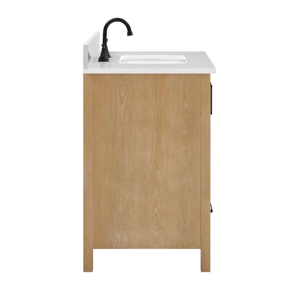 Lawford 36 in. Single Sink Freestanding Fluted Baltic Birch Bath Vanity with Carrara White Engineer Stone Top