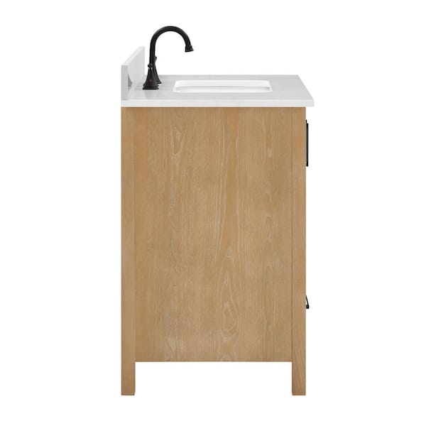 Lawford 42 in. Single Sink Freestanding Fluted Baltic Birch Bath Vanity with Carrara White Engineered Stone Top