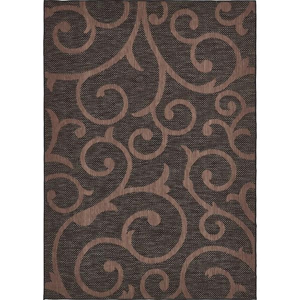 Outdoor Vine Chocolate Brown 6' 0 x 9' 0 Area Rug