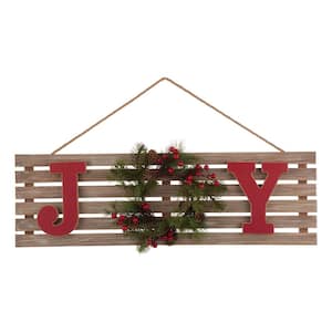 11 in. H x 29.90 in. L Wooden Christmas JOY Wall Decor