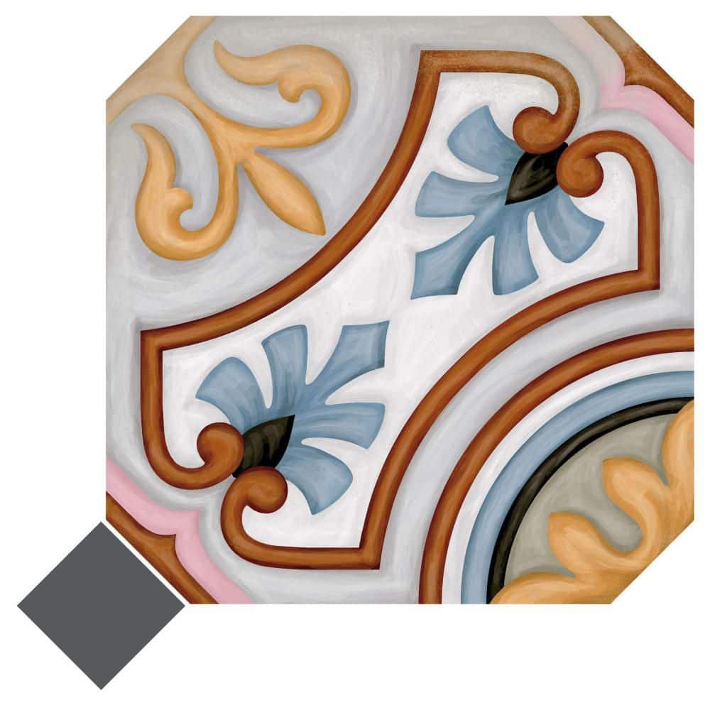 Vaudeville Octagon Deco Diglas with Taco Antracita 8 in. x 8 in. Porcelain Floor and Wall Take Home Tile Sample price history on PriceWatchPro