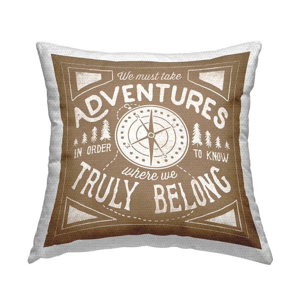 Adventures Compass Phrase Brown Square Outdoor Throw Pillow price history on PriceWatchPro
