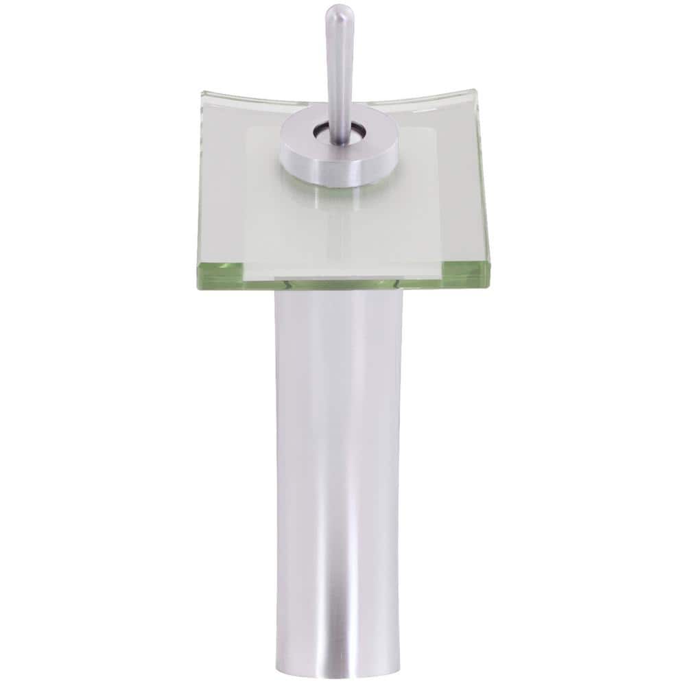 Brushed Nickel and Clear Glass Waterfall Vessel Faucet