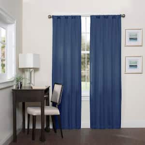 Darrell ThermaWeave Indigo Solid Polyester 37 in. W x 84 in. L Blackout Single Rod Pocket Curtain Panel