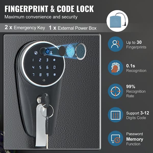 6-Rifles Safe, Fingerprint and Digital Keypad Lock, Storage Cabinet with Removable Shelf, Built-in Locker for Pistols