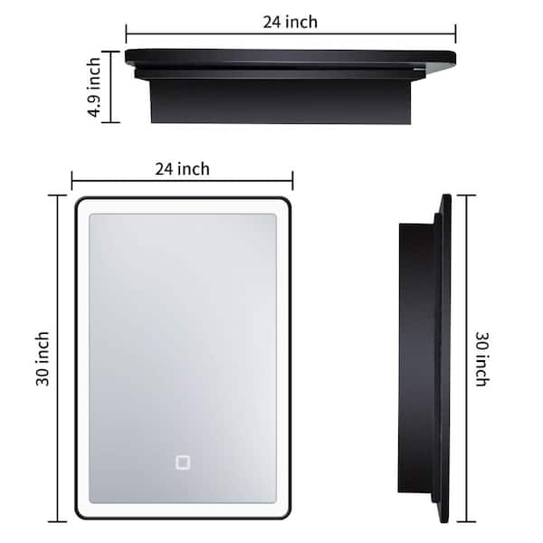 ZXDDMS 24 in. W x 30 in. H Rectangular Iron Surface Mount Bathroom