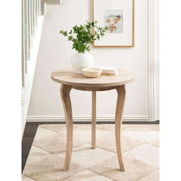 Mariona 26 in. Natural Round Solid Wood Console Table