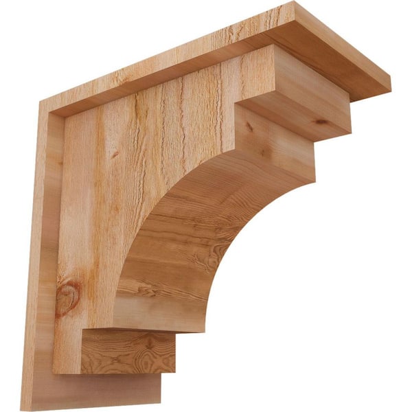 Ekena Millwork 8 in. x 14 in. x 14 in. Western Red Cedar Mediterranean Rough Sawn Corbel with Backplate