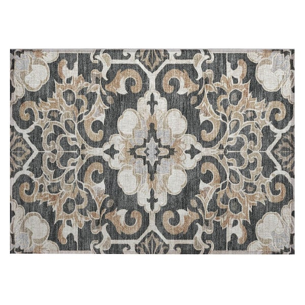 Chantille Machine Washable Indoor/Outdoor Abstract ACN1947 Charcoal 2 ft. x 3 ft. Accent Rug