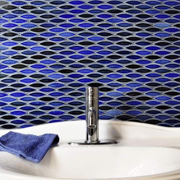 Pescado Glossy Azul 12 in. x 12-1/2 in. Porcelain Mosaic Tile (5.3 sq. ft./Case)