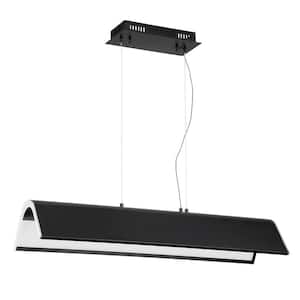 Ultimor 1-Light Black/Chrome Statement Integrated LED Pendant Light with White Metal, Acrylic Shade