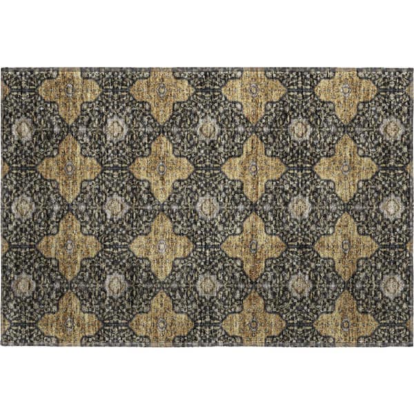 Mayfield Premium Machine Washable Abstract AMF2410 Black 2 ft. x 3 ft. Accent Rug