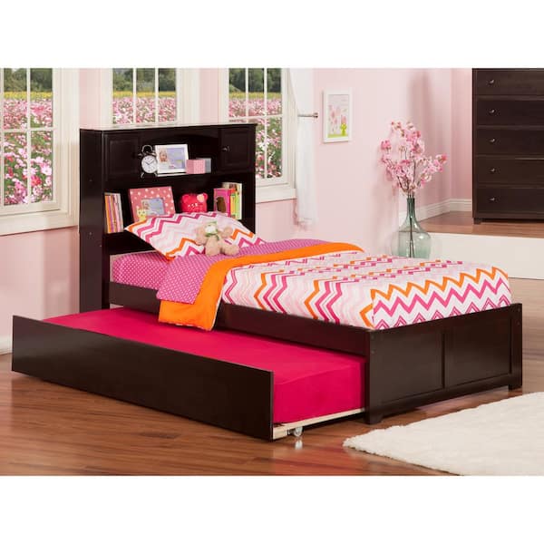 AFI Newport Twin Extra Long Bed with Footboard and Twin Extra Long Trundle in Espresso