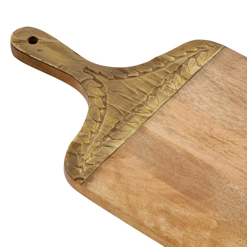 Brown Mango Wood Cutting Board with Brass Handle