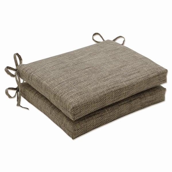 Pillow Perfect Solid 18.5 in. x 16 in. Outdoor Dining Chair Cushion in Grey/Tan (Set of 2)