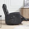 Black recliner chair in a home setting with controls.