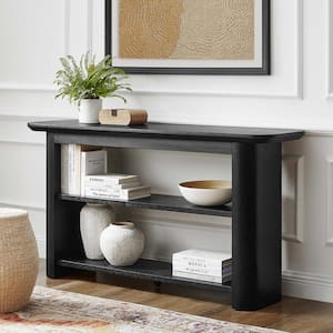 Calix 57 in. in Black Rectangle Wood Console Table