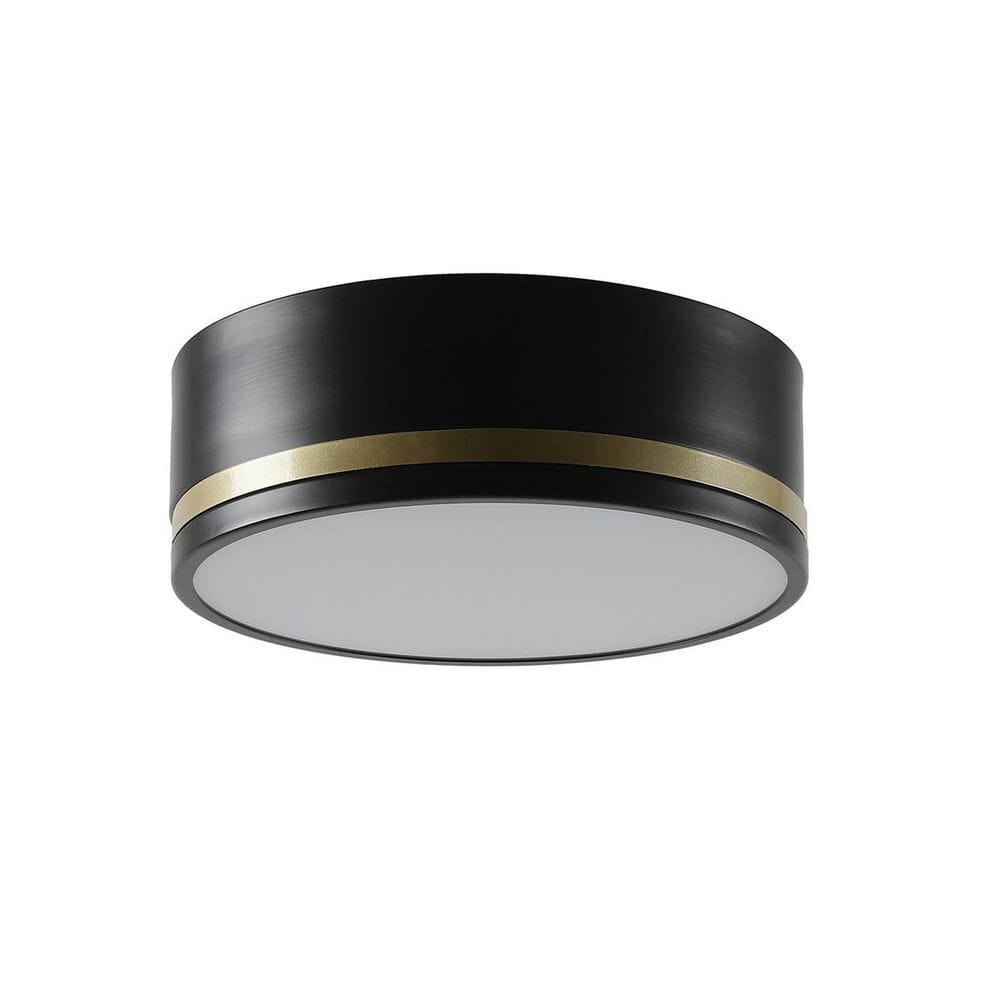 LENNON 12 in. Modern Matte Black and Gold Integrated LED Outdoor Flush Mount price history on PriceWatchPro