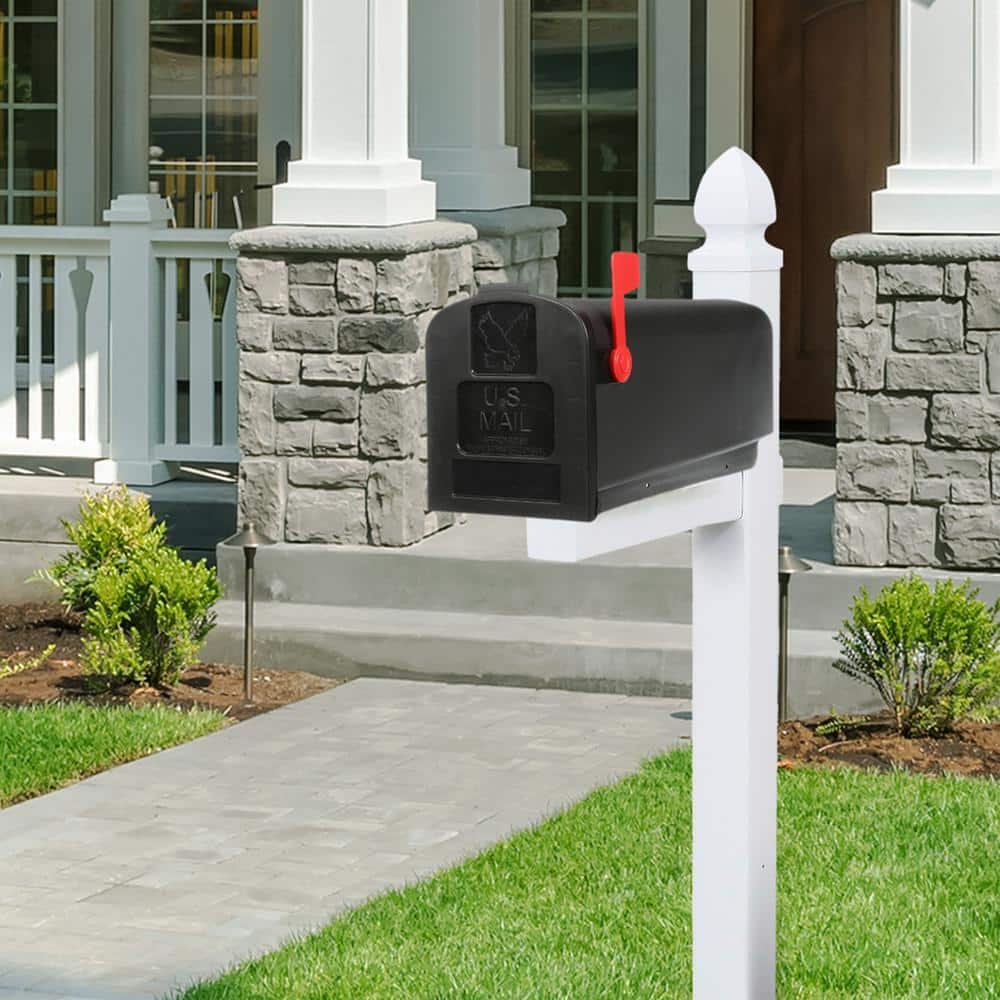 Parsons Black Medium Plastic Post Mount Mailbox
