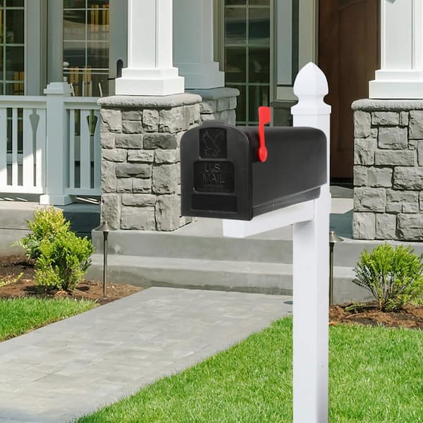 Parsons Black, Medium, Plastic, Post Mount Mailbox