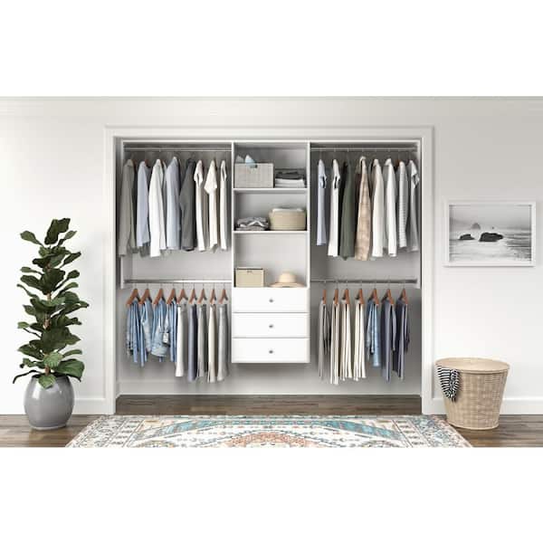 Closet Evolution Premium 60 in. W - 96 in. W White Wood Closet System WH55  - The Home Depot