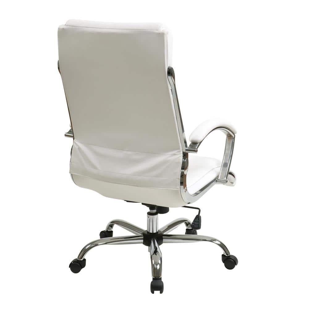 White Faux Leather Executive Swivel Chair with Adjustable Arms