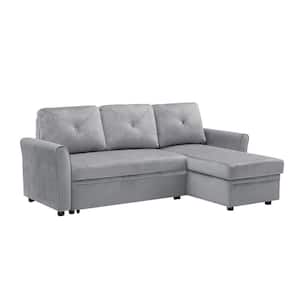 Alie 83.46 in. W Gray Solid Velvet Twin Sofa Bed