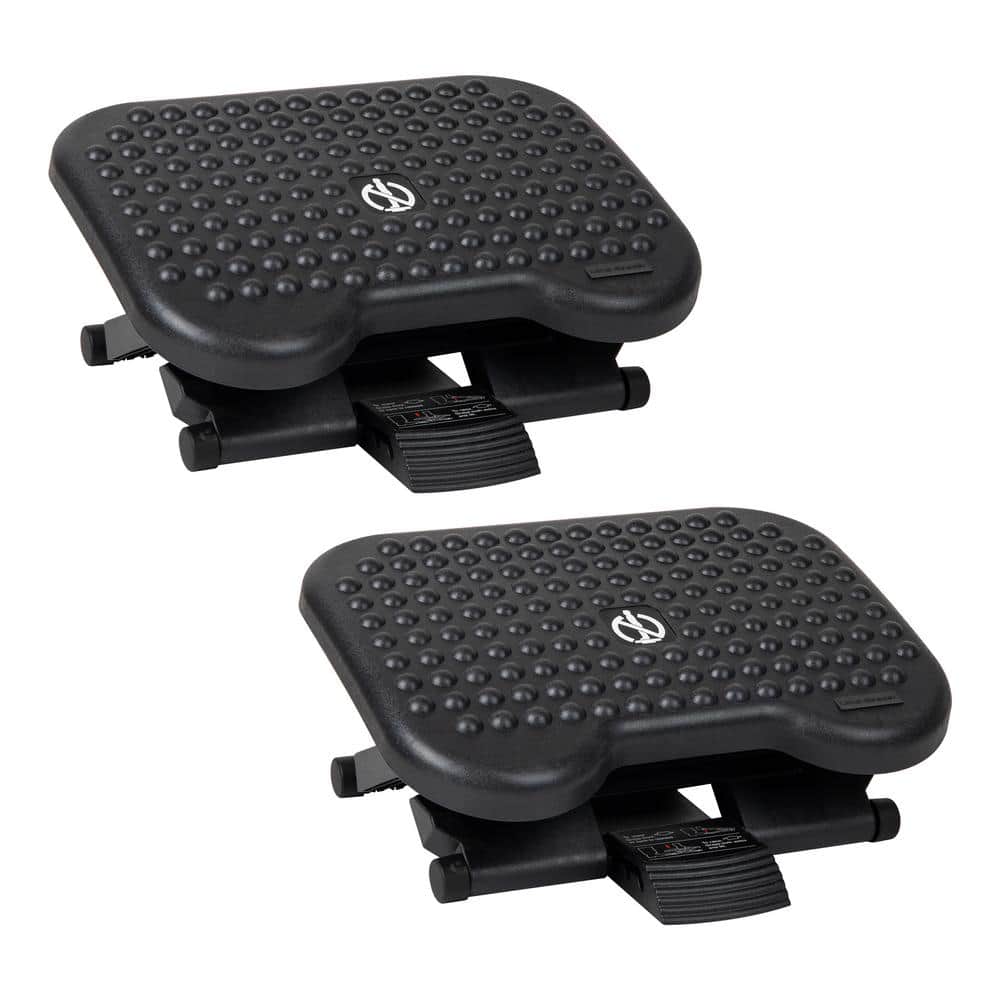 Mind Reader 2 Pack Adjustable Height Ergonomic Foot Rest Black