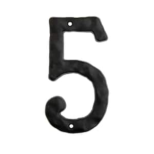 6 in. Matte Black Cast Iron Number 5