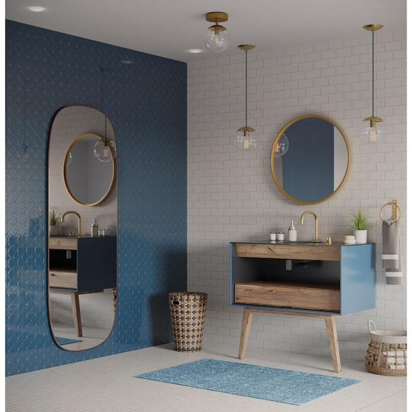 Atwell Collection 6 in. 1-Light Brushed Bronze Semi-Flush Mount Mid-Century Modern with Clear Glass Shade