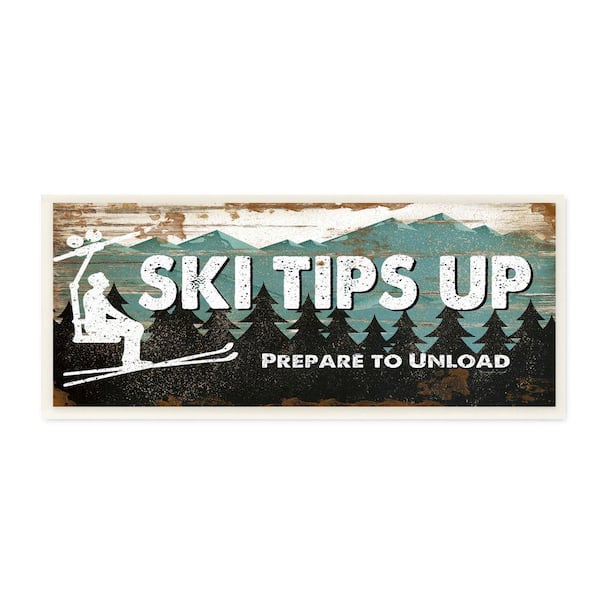 Stupell Industries Winter Rustic Ski Tips Up Sign Mountain Sports By Jennifer Pugh Unframed Print Sports Wall Art 7 in. x 17 in.