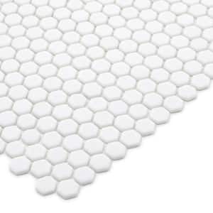 White Hexagon 11.5 in. x 9.9 in. Recycled Glass Marble Looks Mosaic Floor and Wall Tile (7.9 sq. ft./Case)
