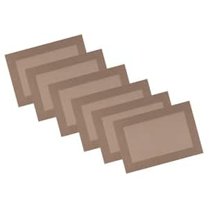 EveryTable 18 in. x 12 in. Two-Tone Taupe PVC Placemat (Set of 6)