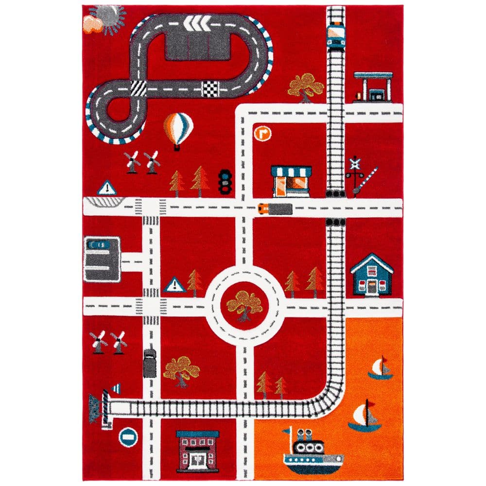 Carousel Kids Red/Ivory 8 ft. x 10 ft. Geometric Area Rug price history on PriceWatchPro