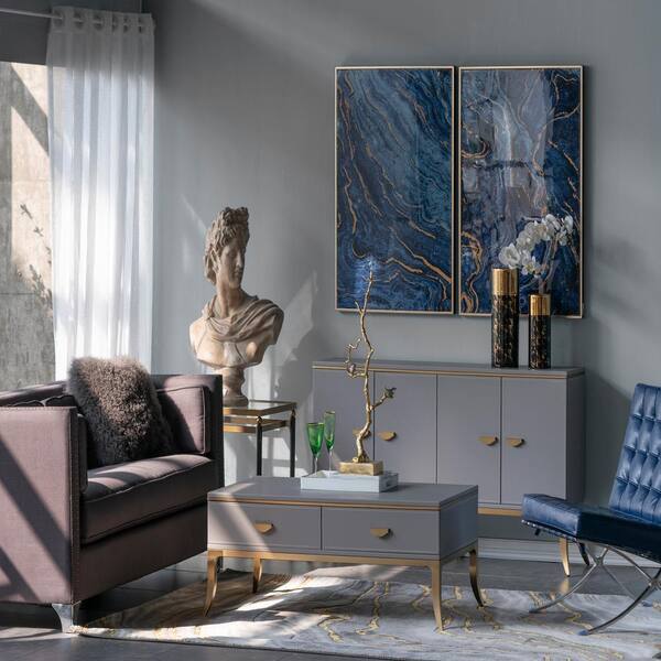 Gold Framed Art Print Wall Art Painting, Unique Marbled Design 40