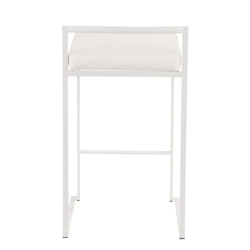 Contemporary Fuji 31" White Faux Leather Counter Stool