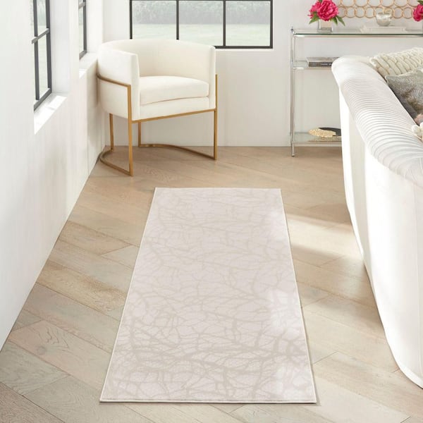Desire Beige 2 ft. x 8 ft. Abstract Contemporary Runner Area Rug